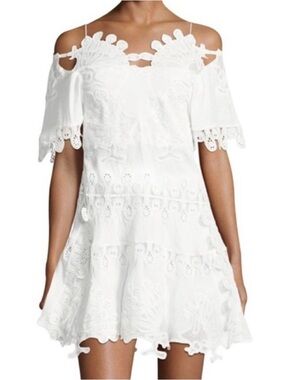 Off-Shoulder White Lace Mini Dress